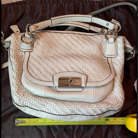 Coach KRI woven leather satchel. Silver/parchment. - Picture 3 of 9